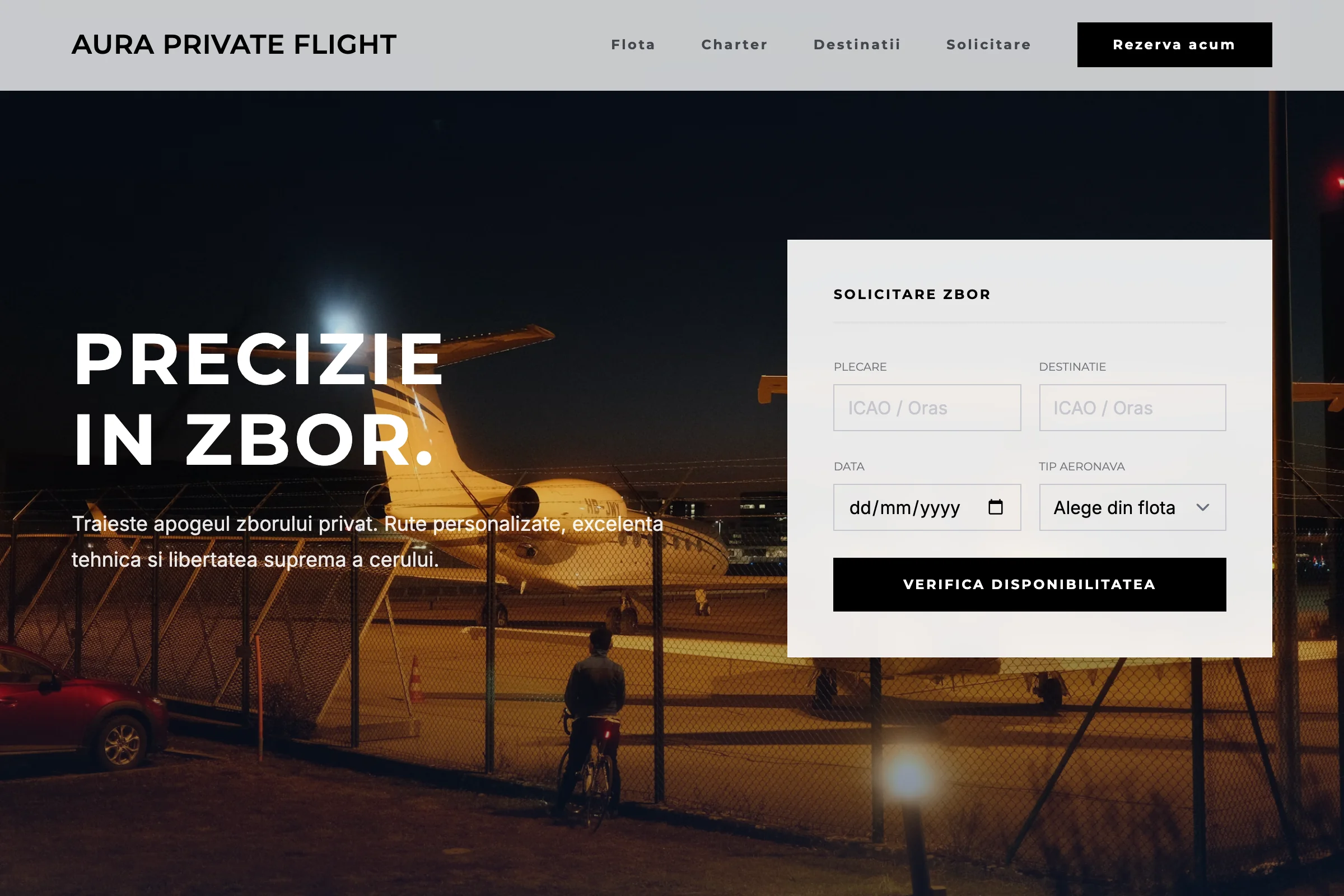 Mockup Aura Private Flight - inchirieri aeronave private si scoala de pilotaj