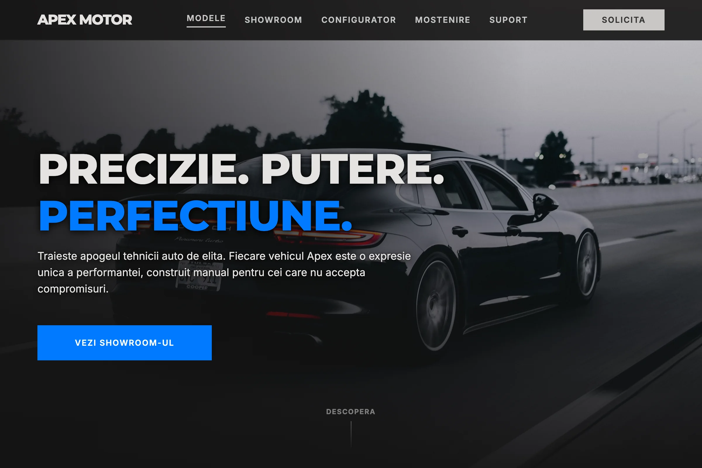 Mockup Apex Automotive - showroom auto premium