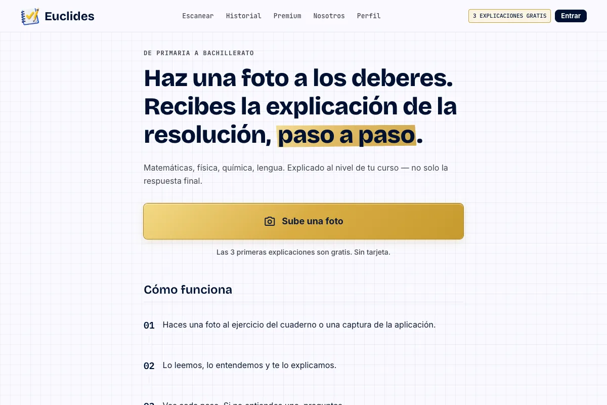 Euclides — AI homework platform for the Spanish market, built by Biroul De IT